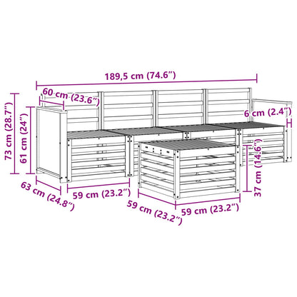 Outdoor Sofa Set 5 pcs Natural Solid Acacia Wood