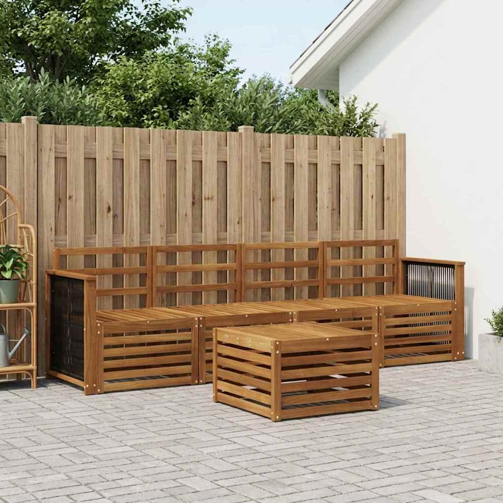 Outdoor Sofa Set 5 pcs Natural Solid Acacia Wood