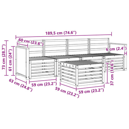 Outdoor Sofa Set 5 pcs Natural Solid Acacia Wood