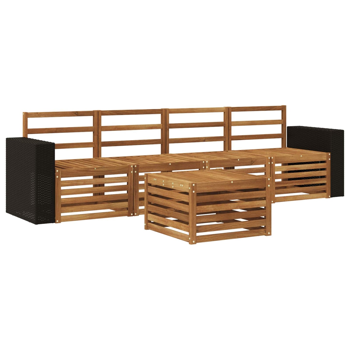 Outdoor Sofa Set 5 pcs Natural Solid Acacia Wood