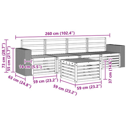 Outdoor Sofa Set 5 pcs Natural Solid Acacia Wood