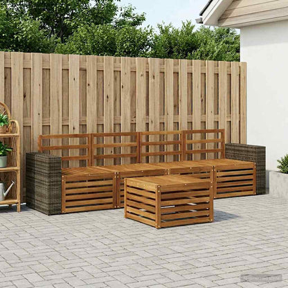 Outdoor Sofa Set 5 pcs Natural Solid Acacia Wood