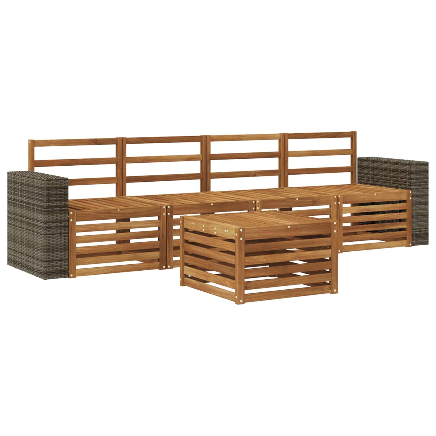 Outdoor Sofa Set 5 pcs Natural Solid Acacia Wood