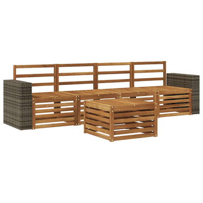 Outdoor Sofa Set 5 pcs Natural Solid Acacia Wood