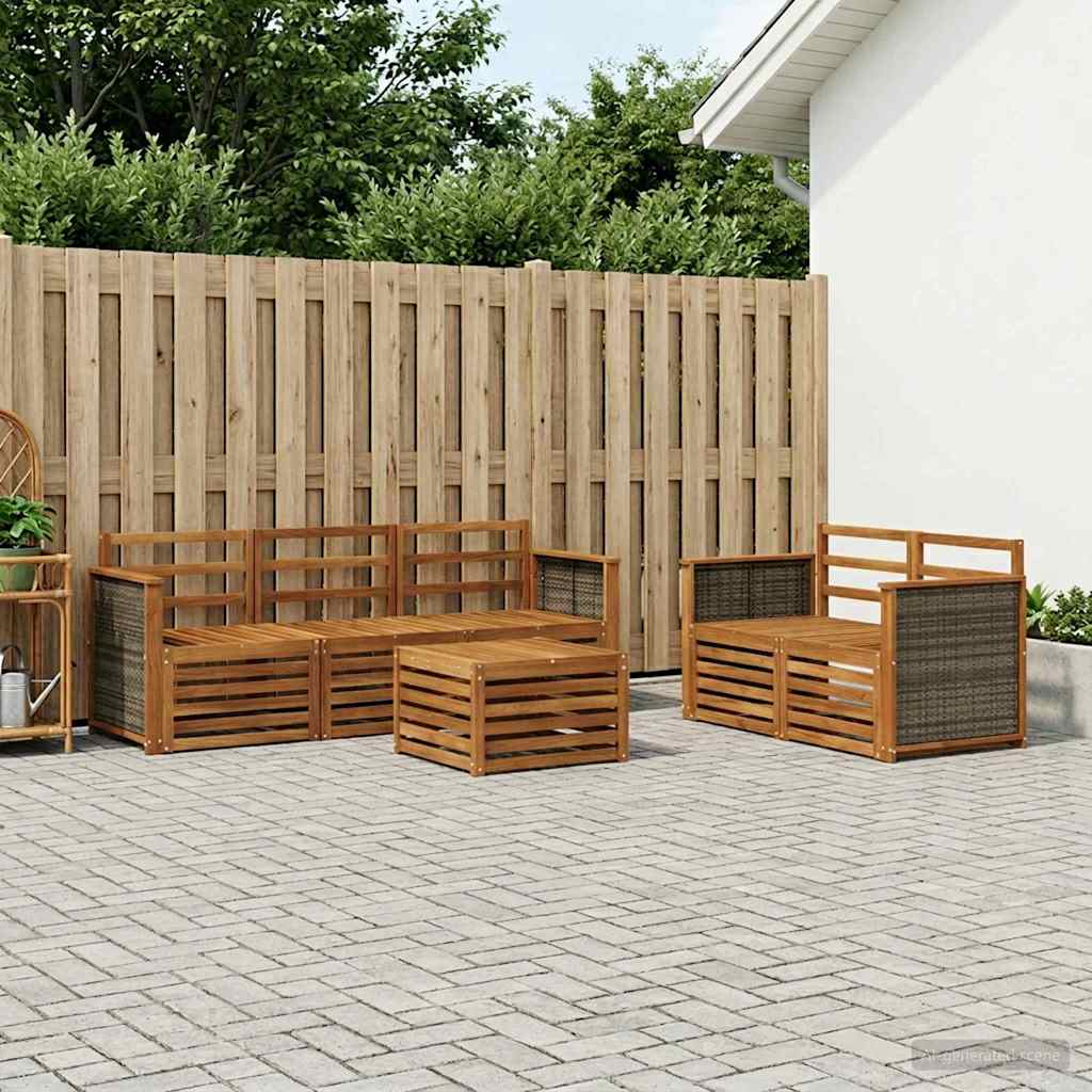 Sofa Sets 6 pcs Solid Acacia Wood