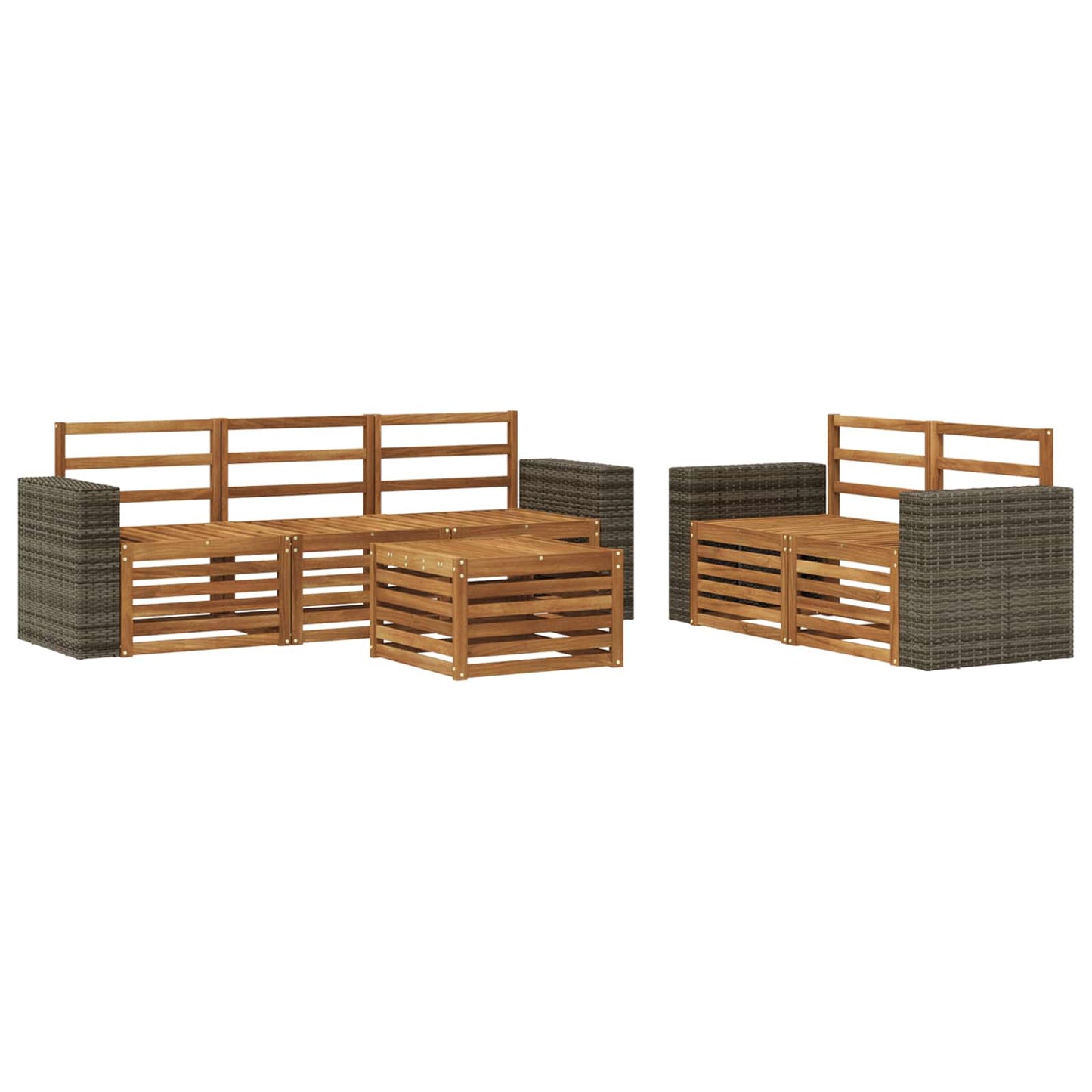 Outdoor Sofa Set 6 pcs Natural Solid Acacia Wood