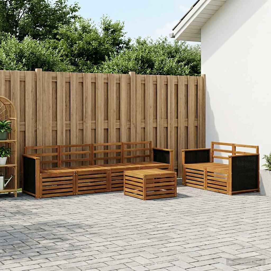 Outdoor Sofa Set 7 pcs Natural Solid Acacia Wood