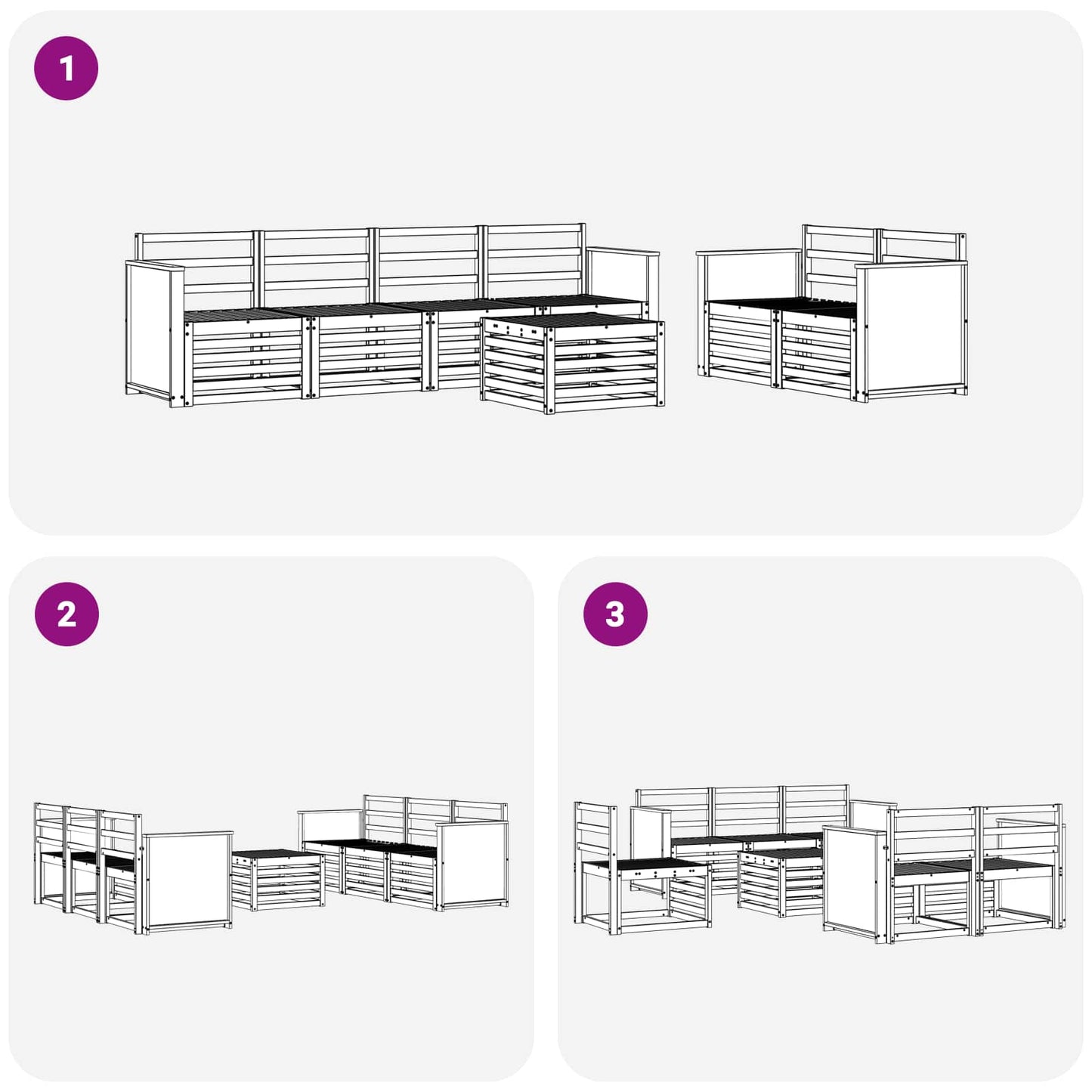 Outdoor Sofa Set 7 pcs Natural Solid Acacia Wood