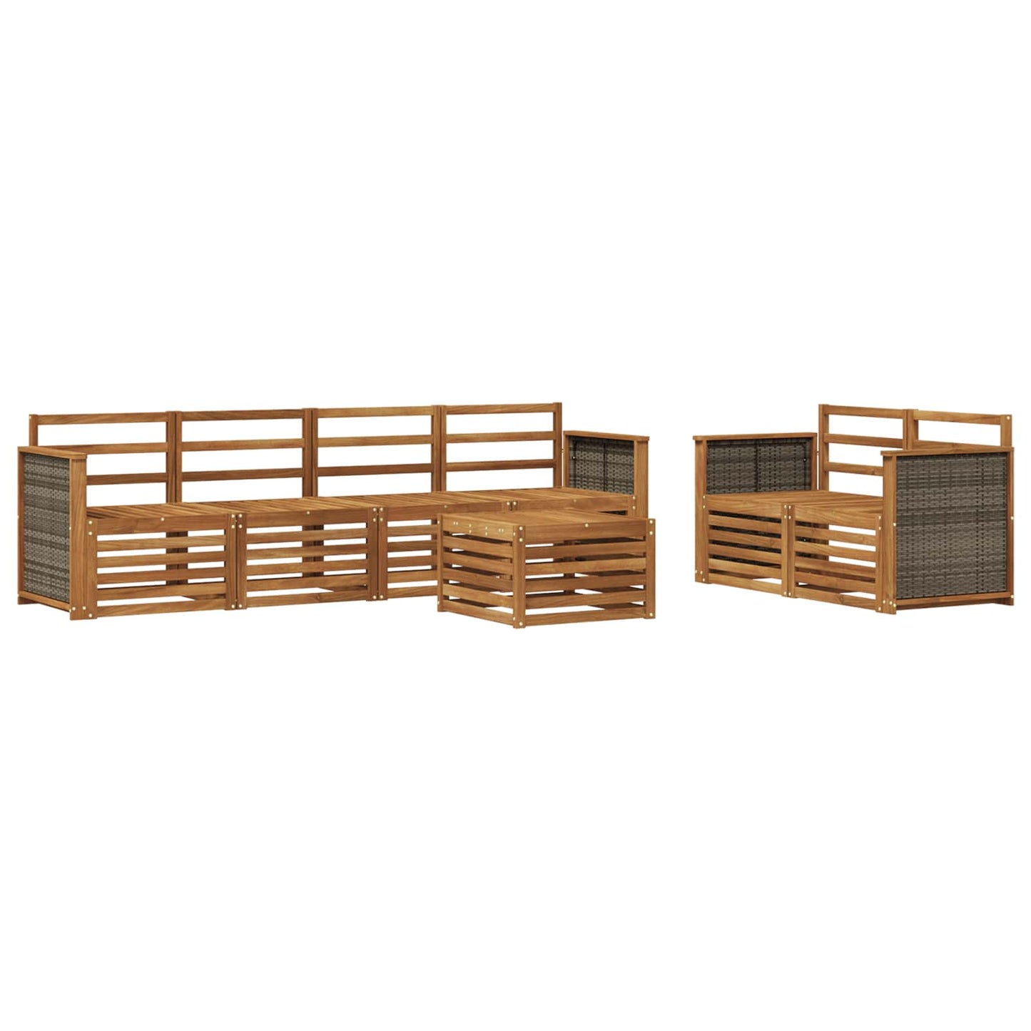 Outdoor Sofa Set 7 pcs Natural Solid Acacia Wood