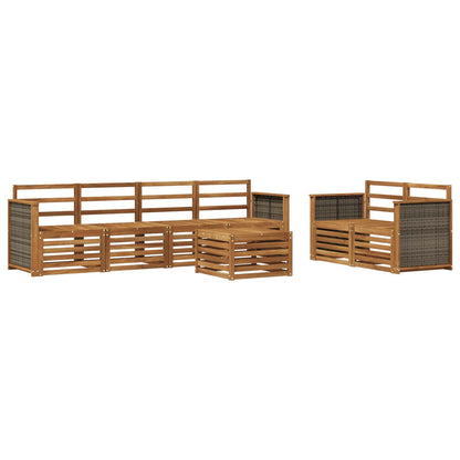 Outdoor Sofa Set 7 pcs Natural Solid Acacia Wood