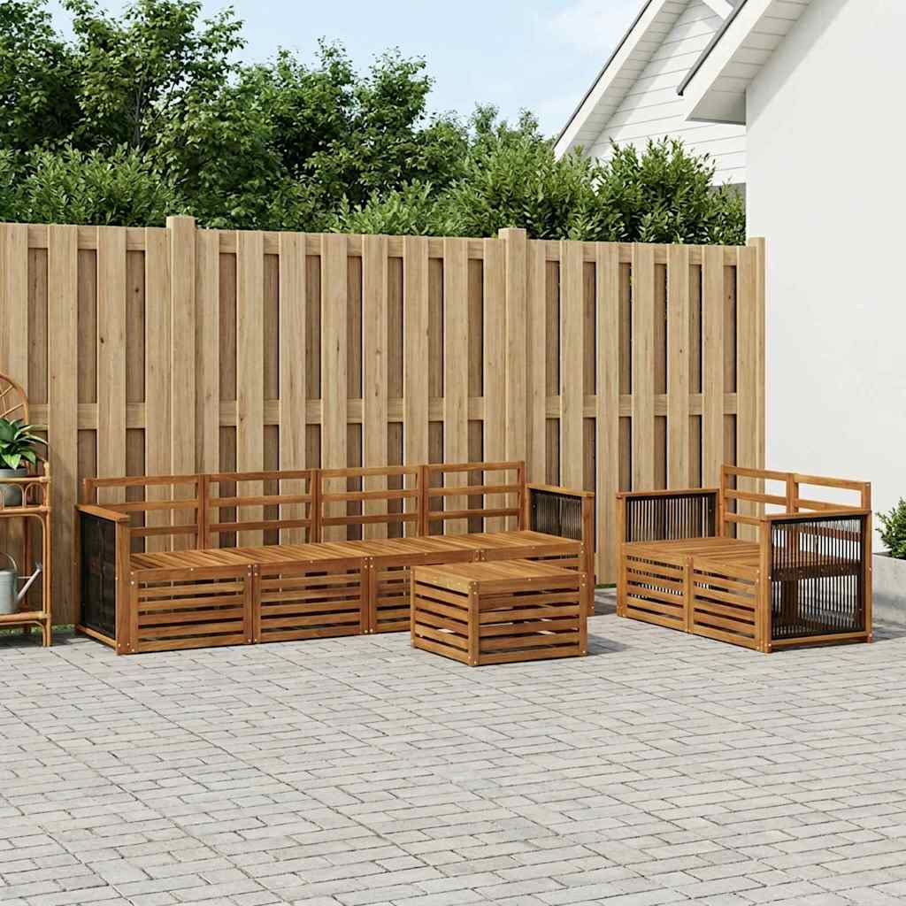 Outdoor Sofa Set 7 pcs Natural Solid Acacia Wood