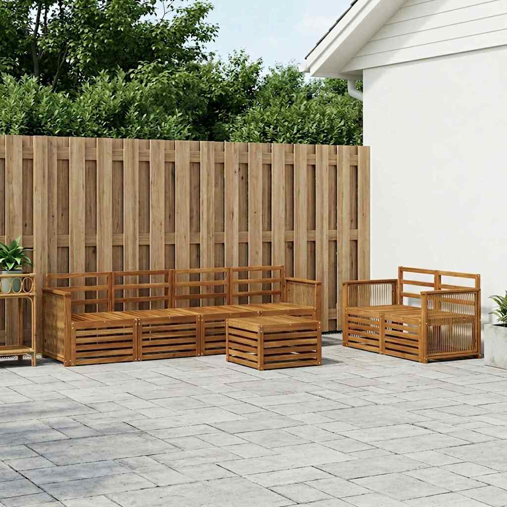 Outdoor Sofa Set 7 pcs Natural Solid Acacia Wood