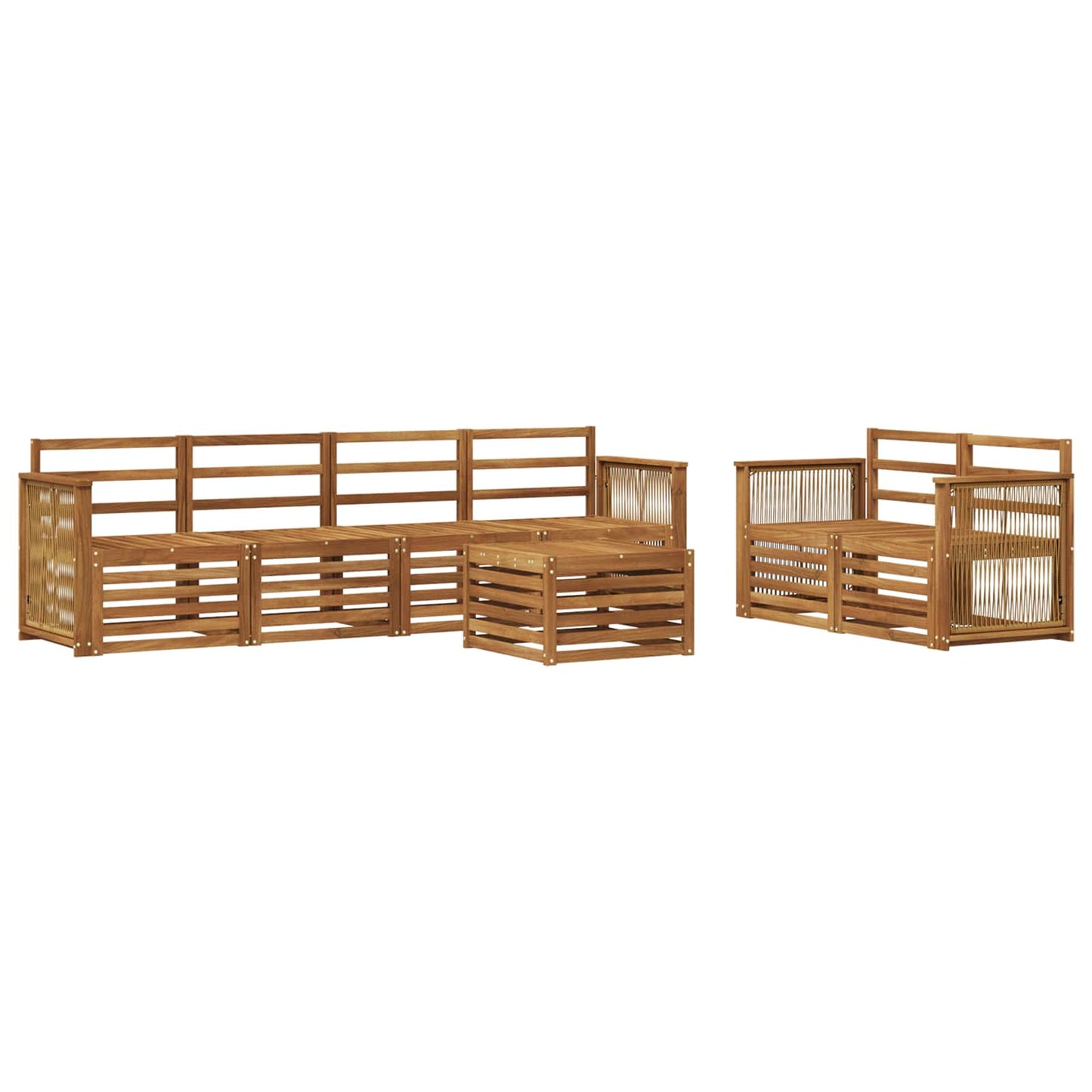 Outdoor Sofa Set 7 pcs Natural Solid Acacia Wood