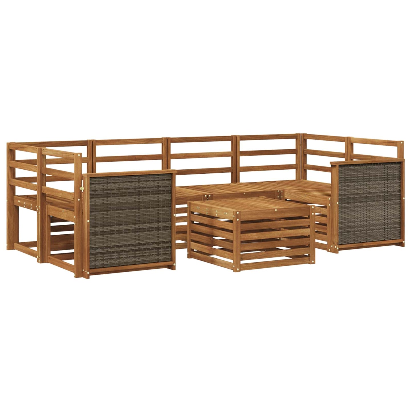 Outdoor Sofa Set 7 pcs Natural Solid Acacia Wood
