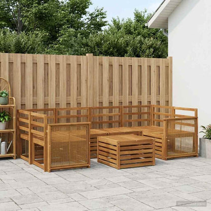 Outdoor Sofa Set 7 pcs Natural Solid Acacia Wood