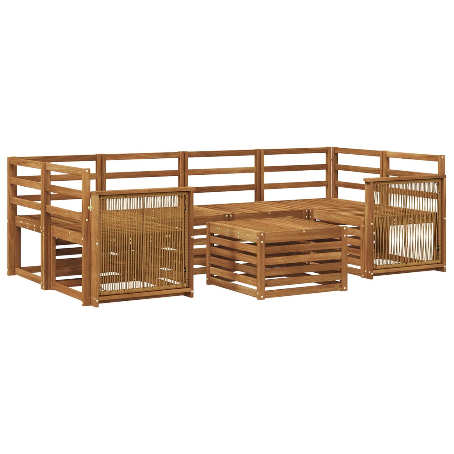 Outdoor Sofa Set 7 pcs Natural Solid Acacia Wood