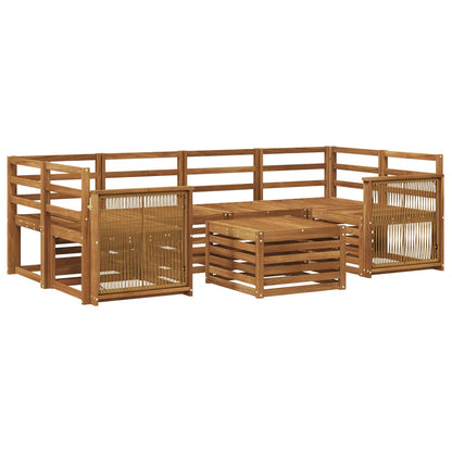 Outdoor Sofa Set 7 pcs Natural Solid Acacia Wood