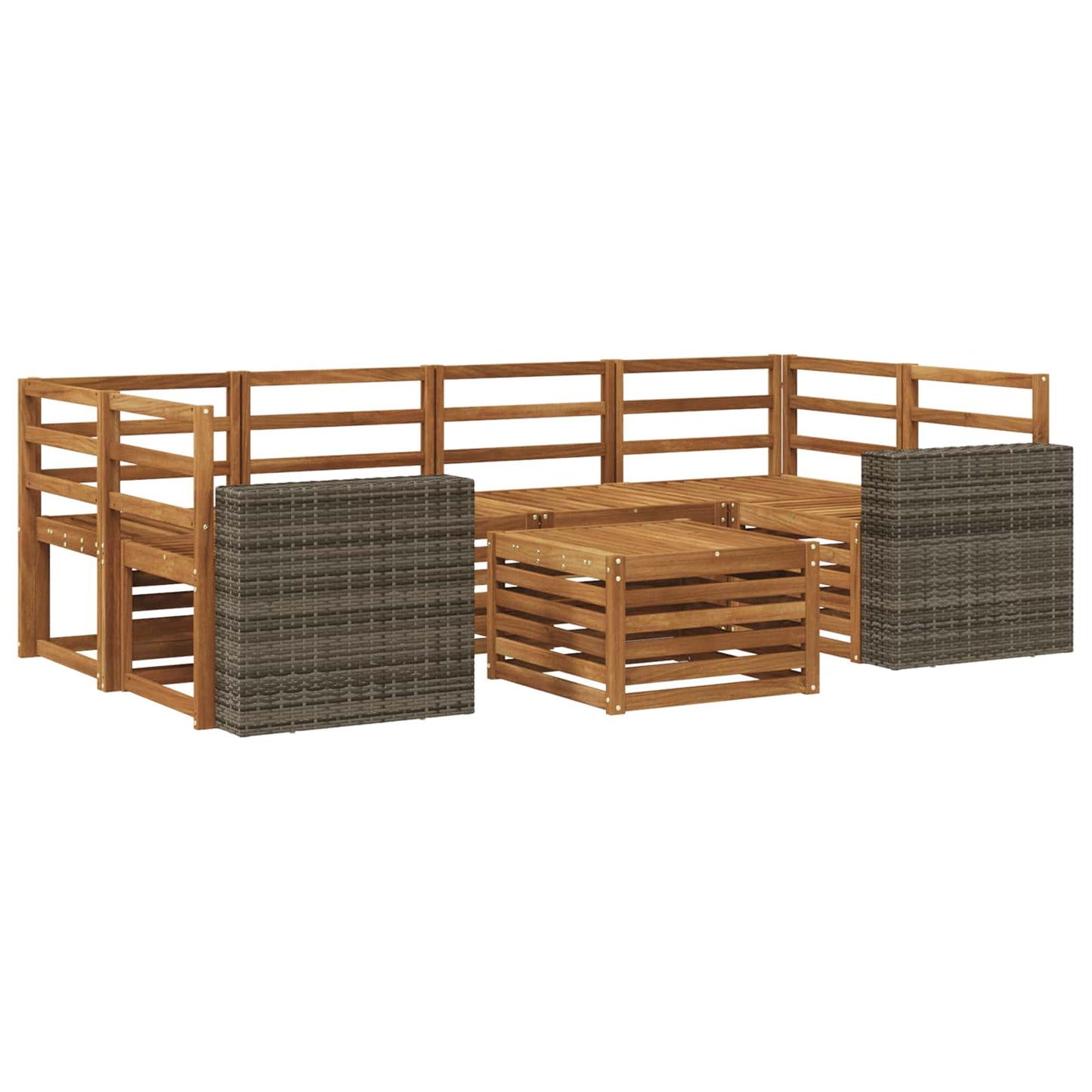 Outdoor Sofa Set 7 pcs Natural Solid Acacia Wood