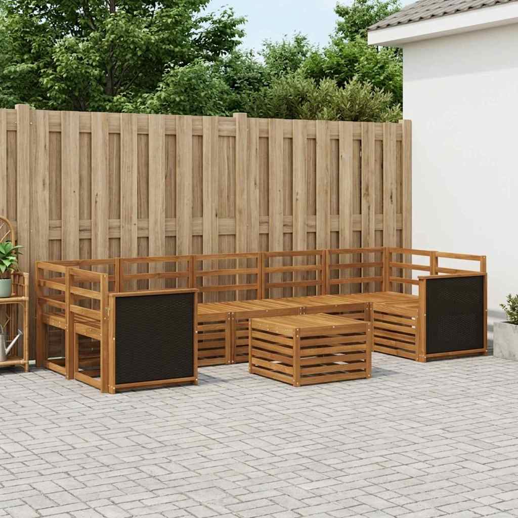 Outdoor Sofa Set 8 pcs Natural Solid Acacia Wood