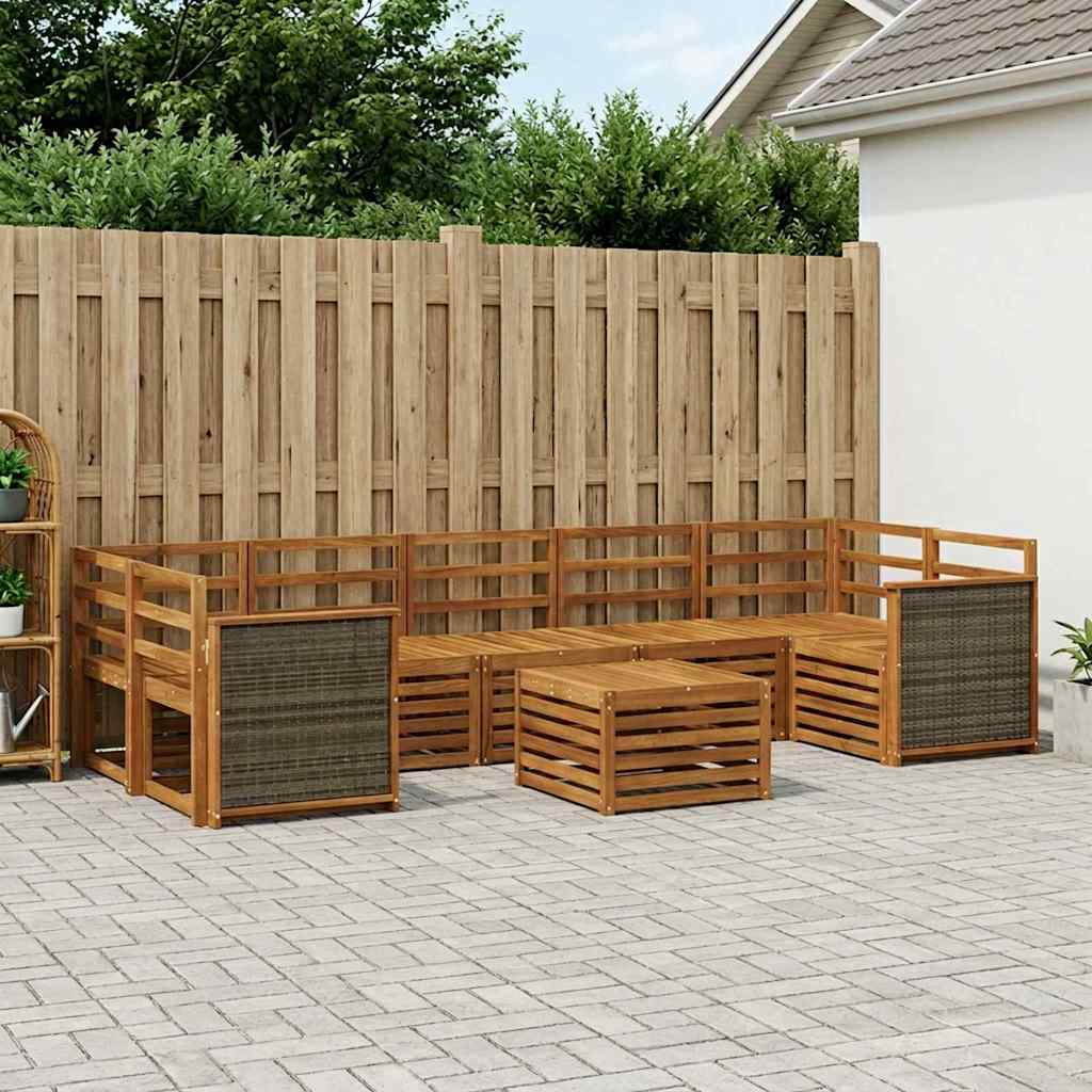 Outdoor Sofa Set 8 pcs Natural Solid Acacia Wood