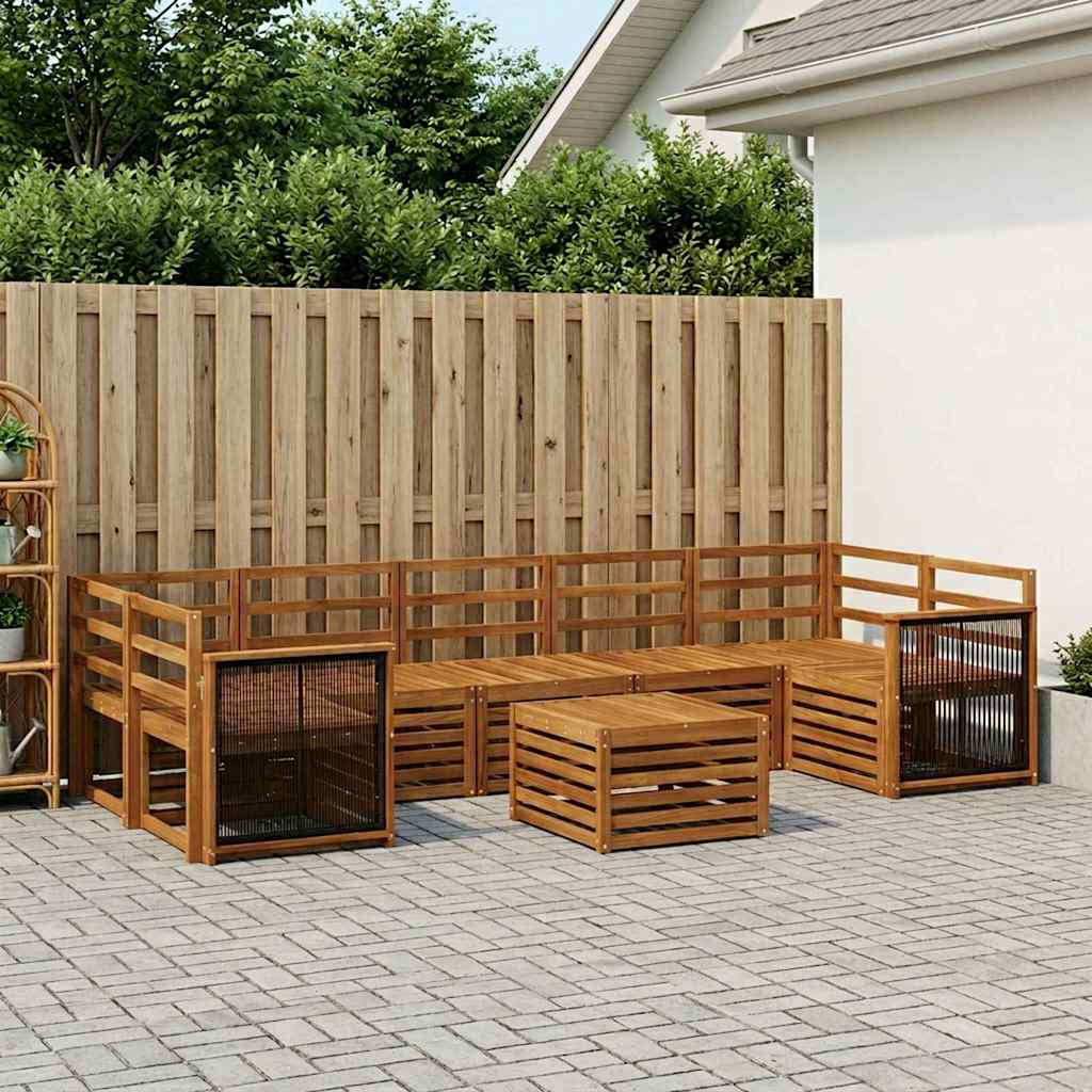 Outdoor Sofa Set 8 pcs Natural Solid Acacia Wood