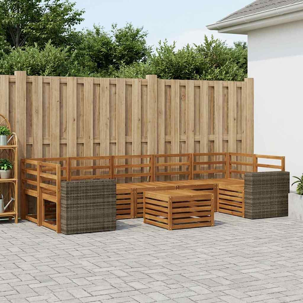Outdoor Sofa Set 8 pcs Natural Solid Acacia Wood