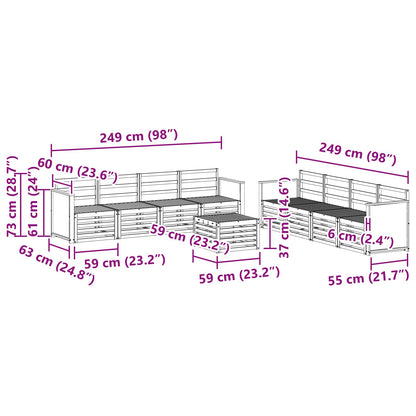 Sofa Sets 9 pcs Solid Acacia Wood