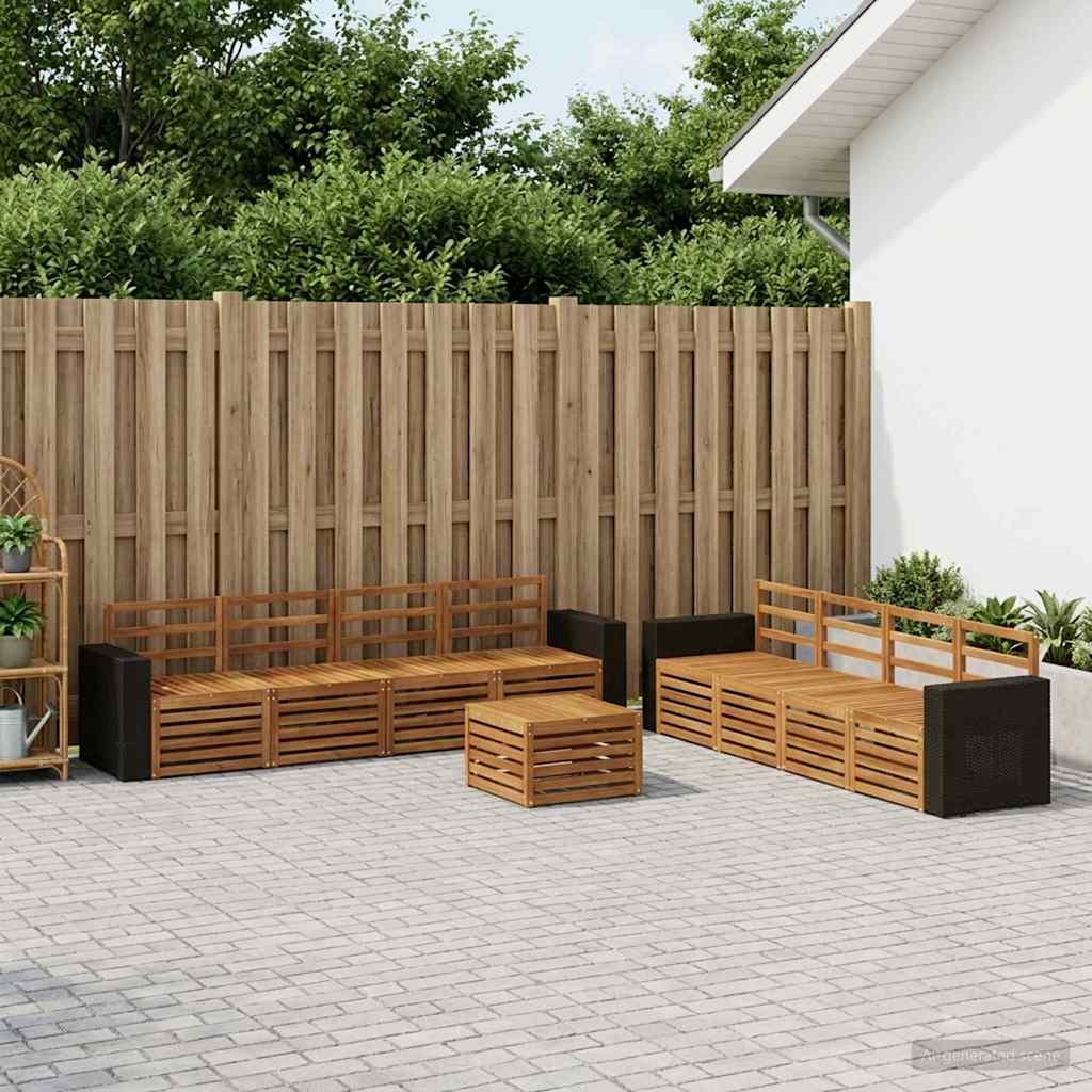 Sofa Sets 9 pcs Solid Acacia Wood