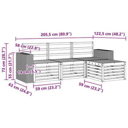 Outdoor Sofa Set 4 pcs Natural