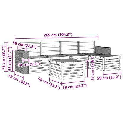 Outdoor Sofa Set 6 pcs Natural