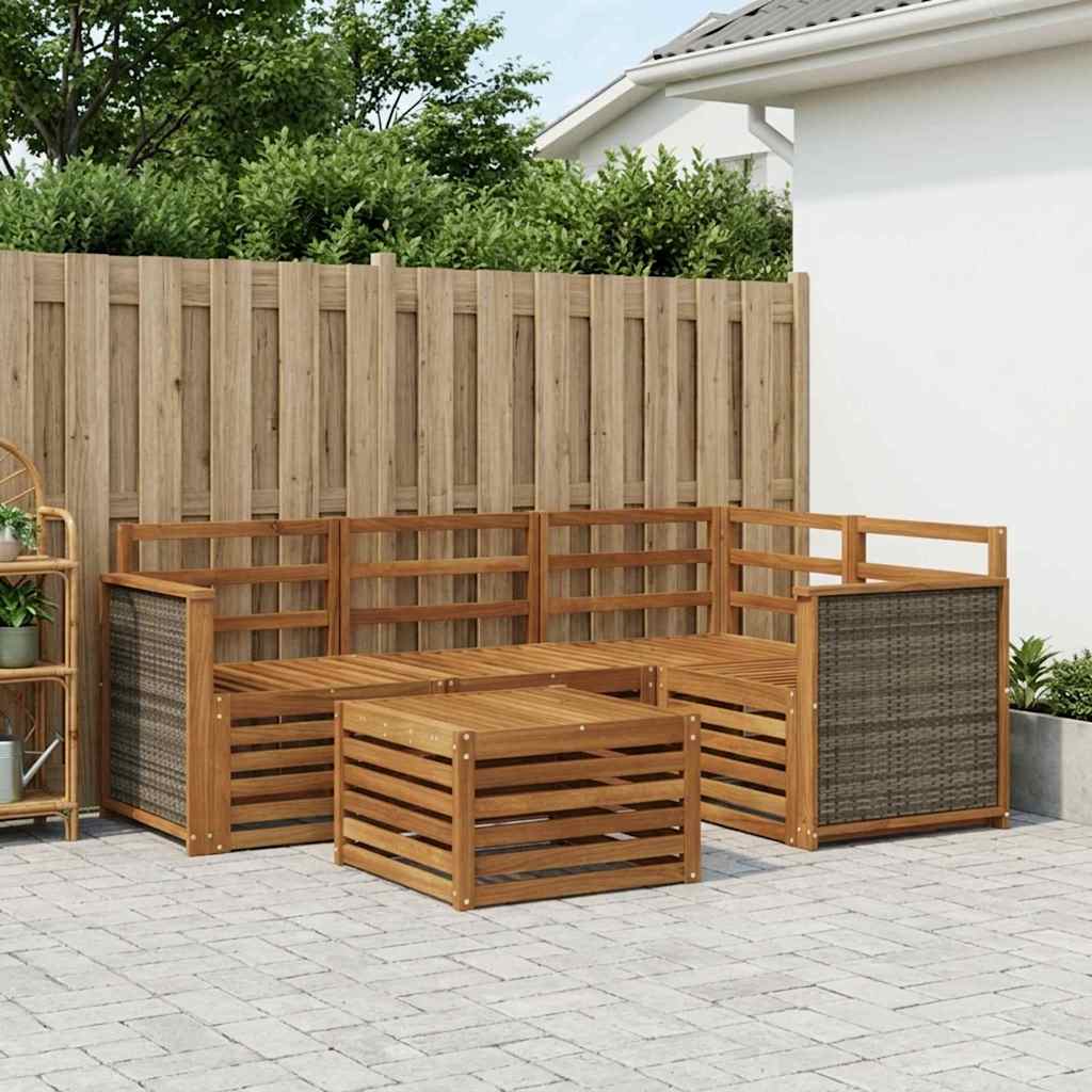 Outdoor Sofa Set 5 pcs Natural 59 x 59 x 37 cm Polyester