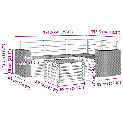 Outdoor Sofa Set 5 pcs Natural 59 x 59 x 37 cm Polyester