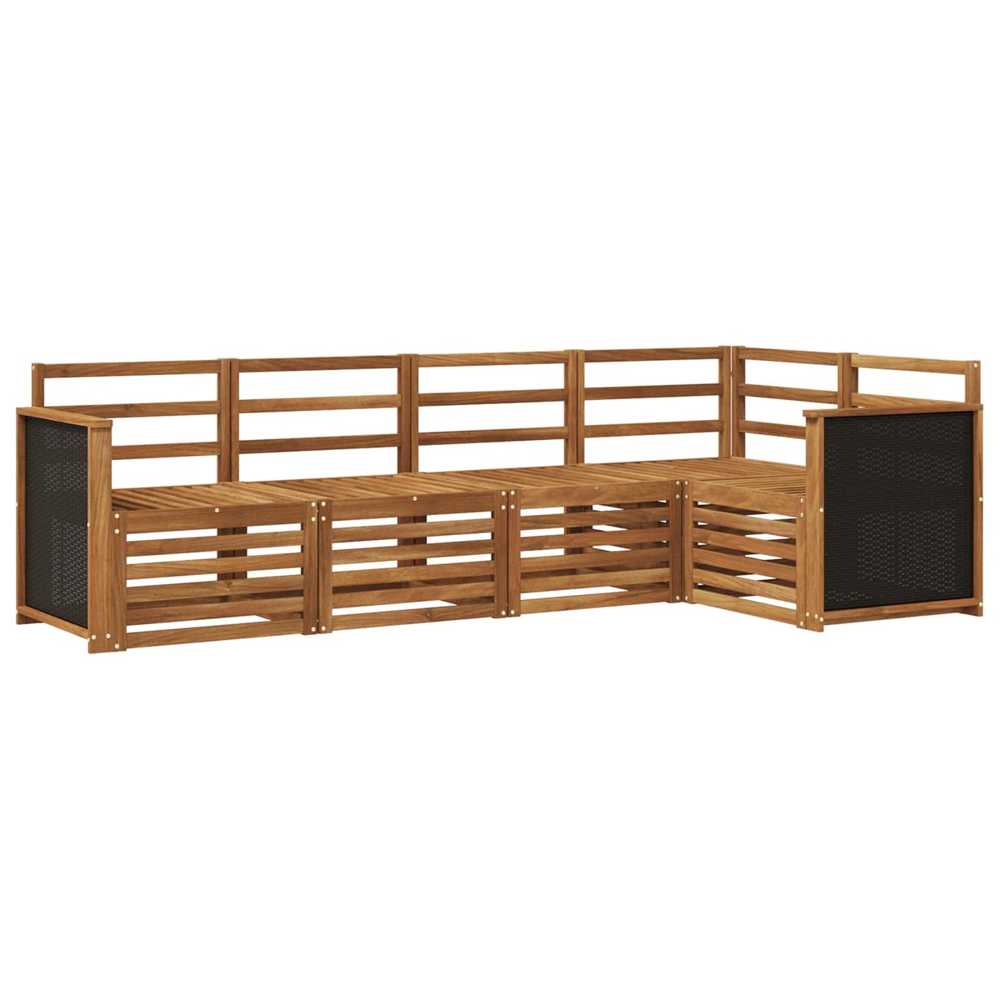 Sectional Sofa Set 4 pcs Natural Solid Acacia Wood