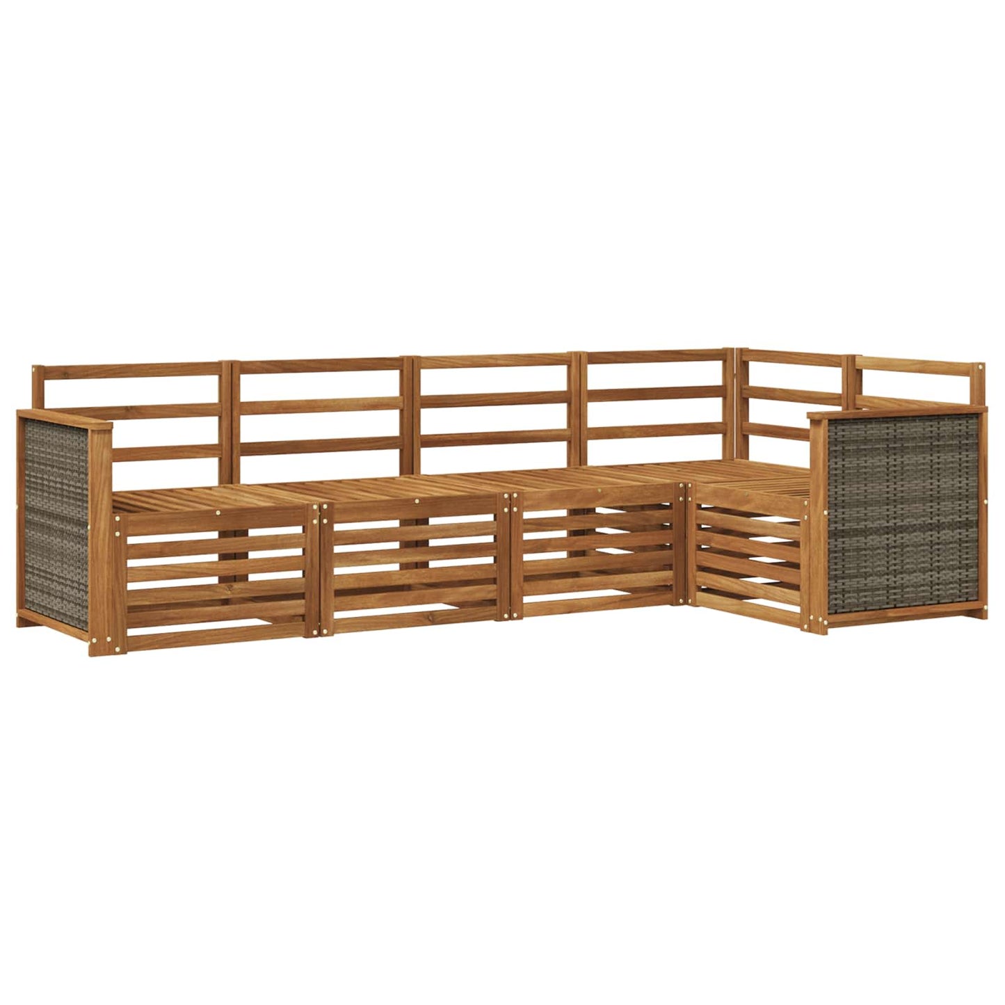Sectional Sofa Set 4 pcs Natural Solid Acacia Wood