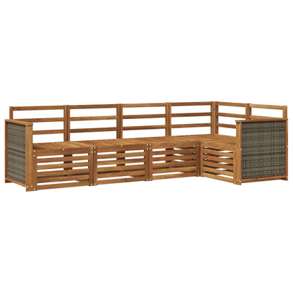 Sectional Sofa Set 4 pcs Natural Solid Acacia Wood