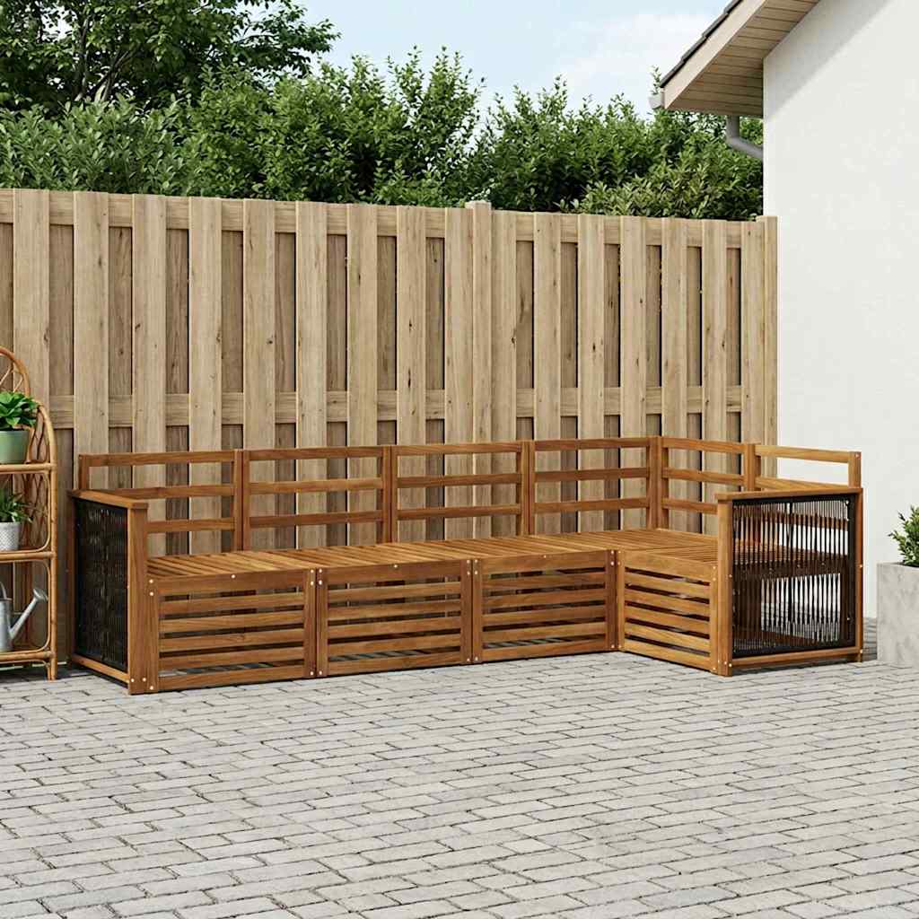 Sectional Sofa Set 4 pcs Natural Solid Acacia Wood