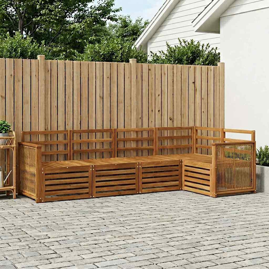 Outdoor Sofa Set 4 pcs Natural Solid Acacia Wood