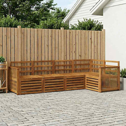 Outdoor Sofa Set 4 pcs Natural Solid Acacia Wood