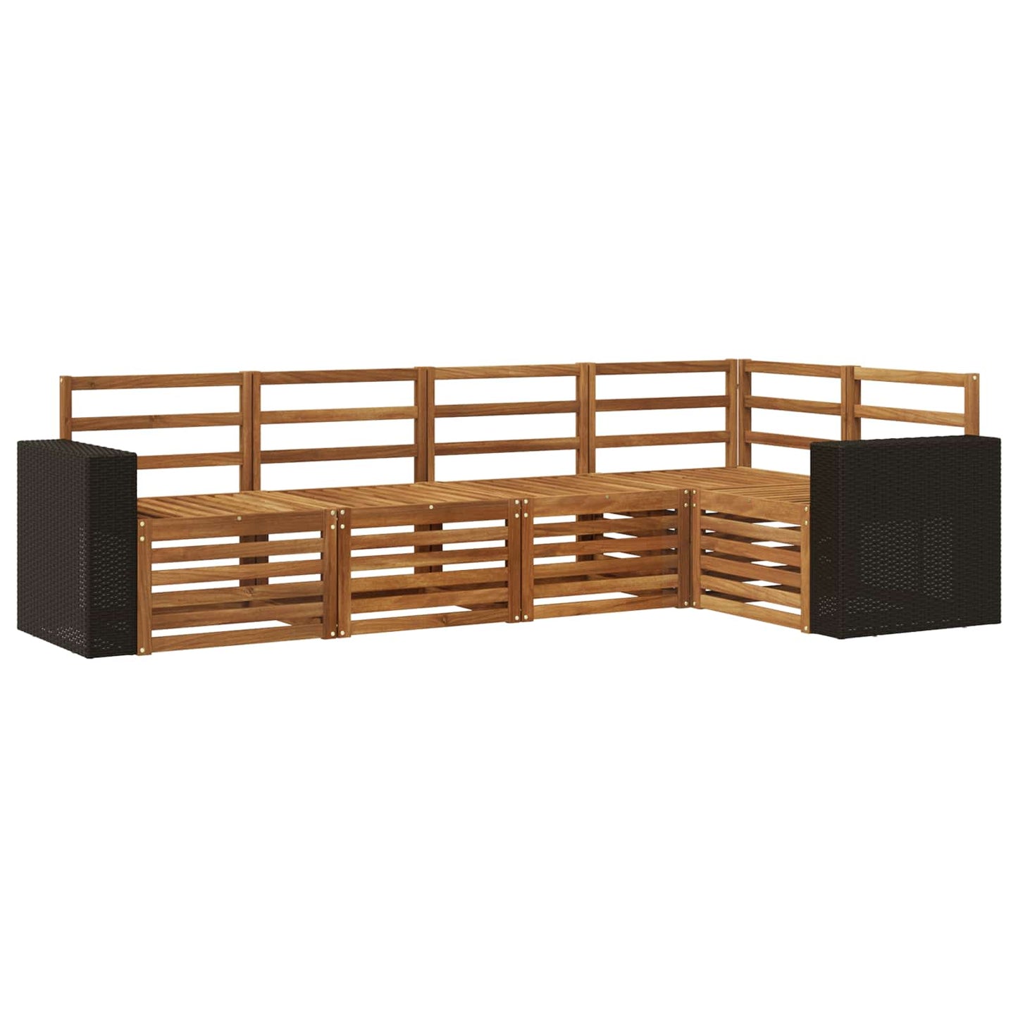 Sectional Sofa Set 5 pcs Natural Solid Acacia Wood