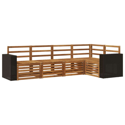 Sectional Sofa Set 5 pcs Natural Solid Acacia Wood