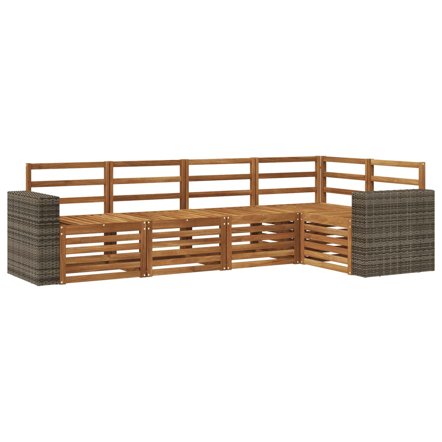 Sectional Sofa Set 5 pcs Natural Solid Acacia Wood