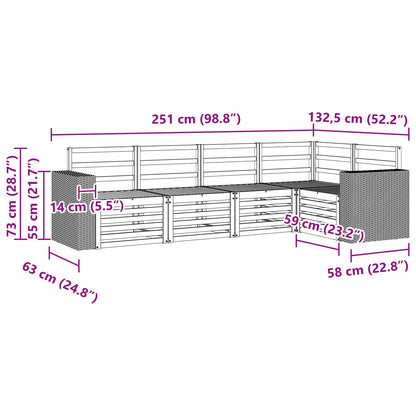 Sectional Sofa Set 5 pcs Natural Solid Acacia Wood