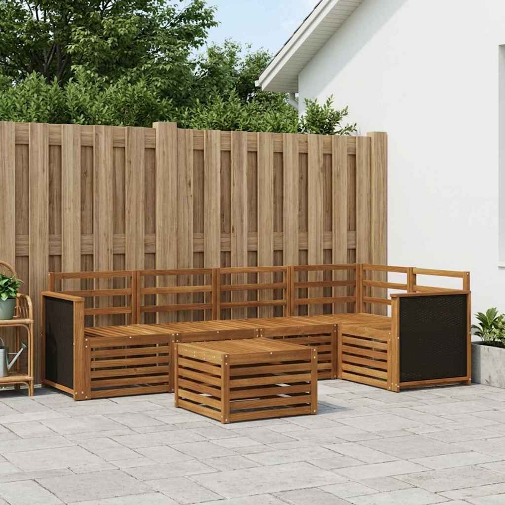 Sectional Sofa Set 5 pcs Natural Solid Acacia Wood