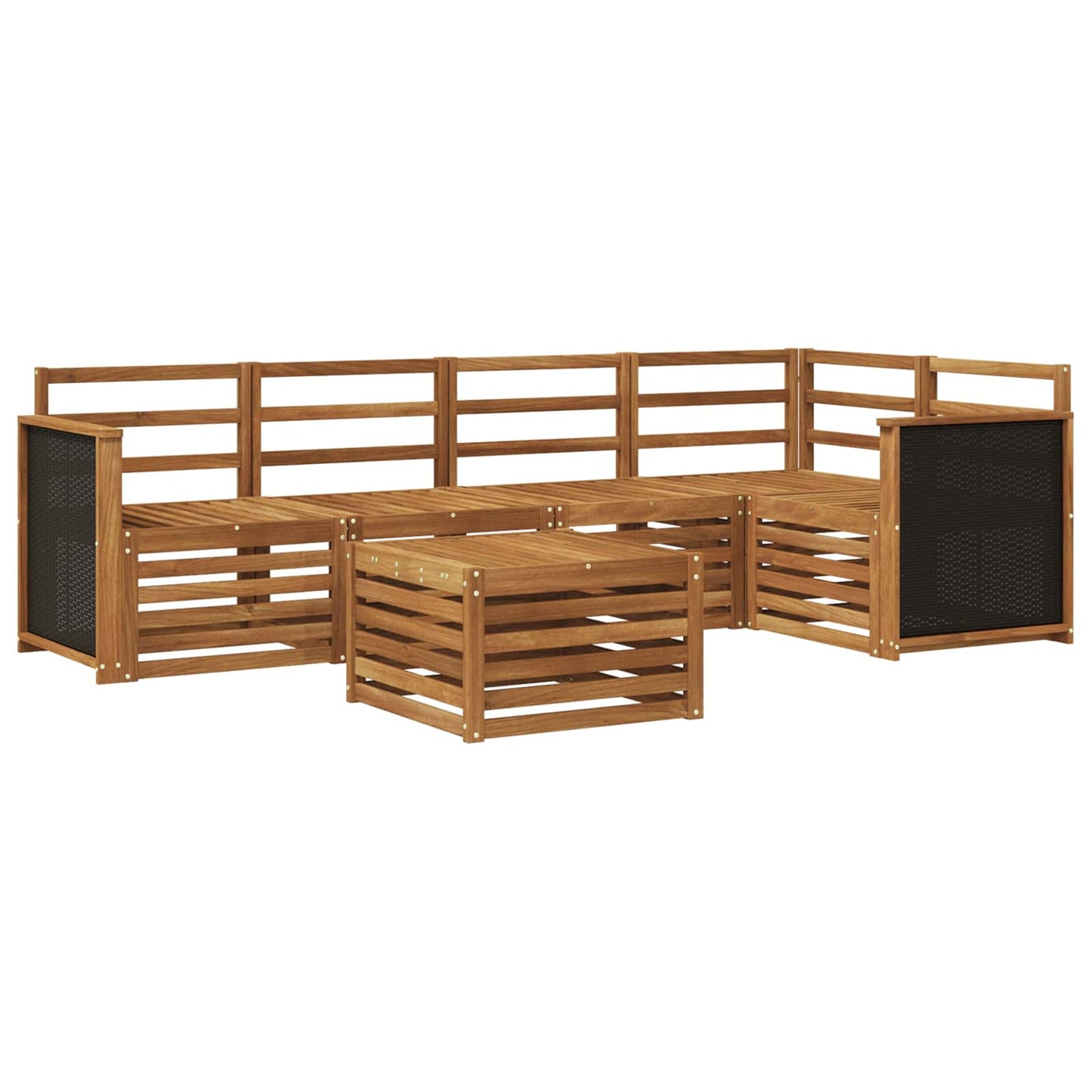 Sectional Sofa Set 5 pcs Natural Solid Acacia Wood