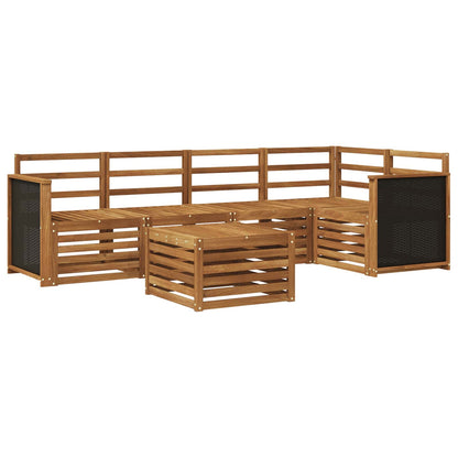 Sectional Sofa Set 5 pcs Natural Solid Acacia Wood
