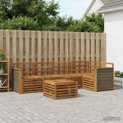 Sectional Sofa Set 5 pcs Natural Solid Acacia Wood