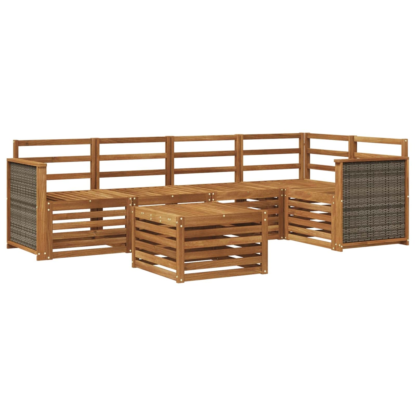 Sectional Sofa Set 5 pcs Natural Solid Acacia Wood