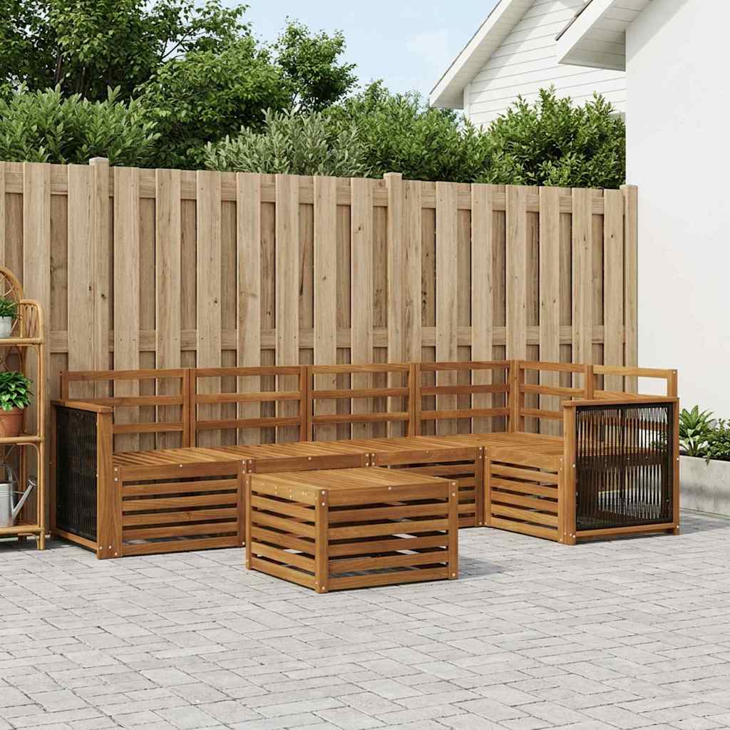 Sectional Sofa Set 5 pcs Natural Solid Acacia Wood