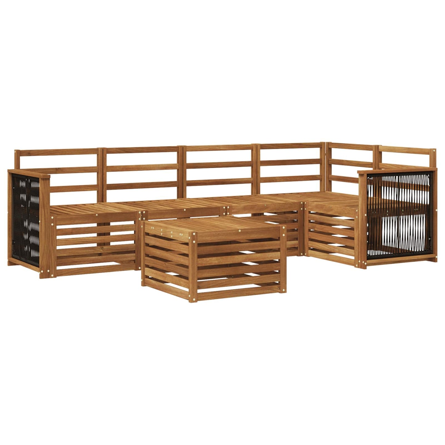 Sectional Sofa Set 5 pcs Natural Solid Acacia Wood