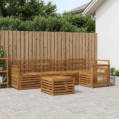 Sectional Sofa Set 5 pcs Natural Solid Acacia Wood